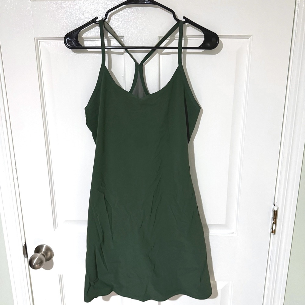Outdoor Voices The Exercise Dress Hunter Green Small Built-in Shorts Racerback